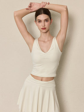 美背 Vネック 幅広ストラップ ヨガ タンクトップ