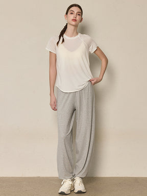 ハイウエスト ボタン付き ヨガ ハーレムパンツ