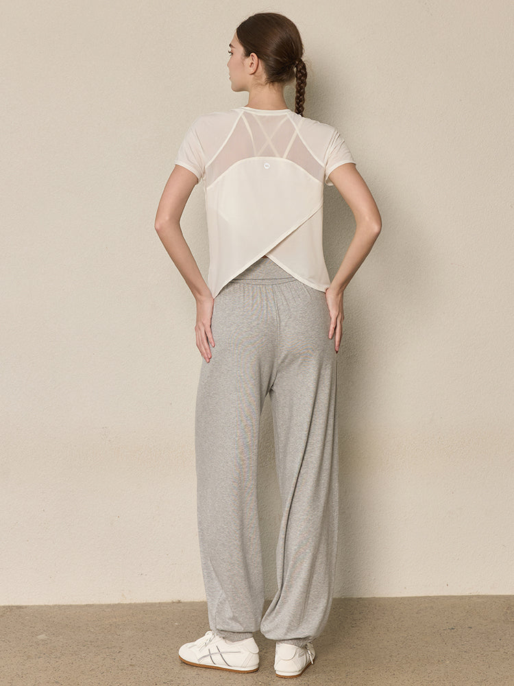 ハイウエスト ボタン付き ヨガ ハーレムパンツ