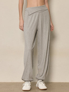 ハイウエスト ボタン付き ヨガ ハーレムパンツ