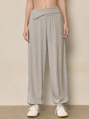 ハイウエスト ボタン付き ヨガ ハーレムパンツ