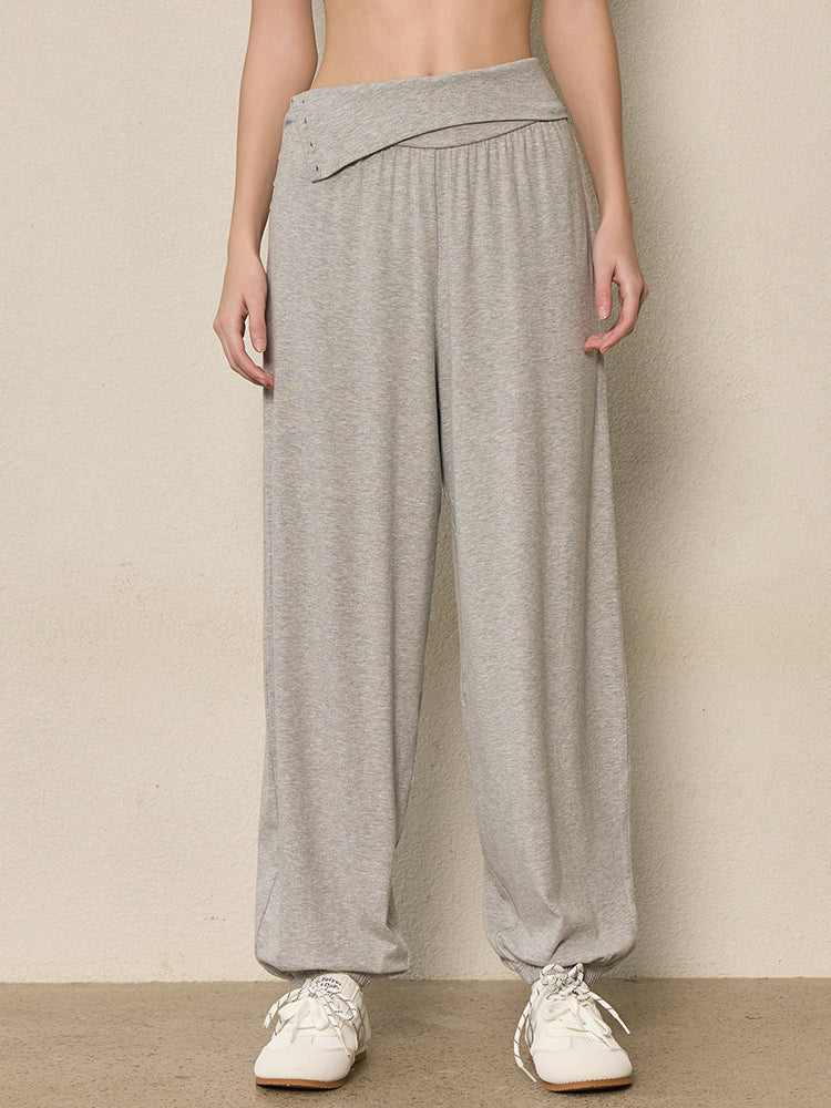 ハイウエスト ボタン付き ヨガ ハーレムパンツ