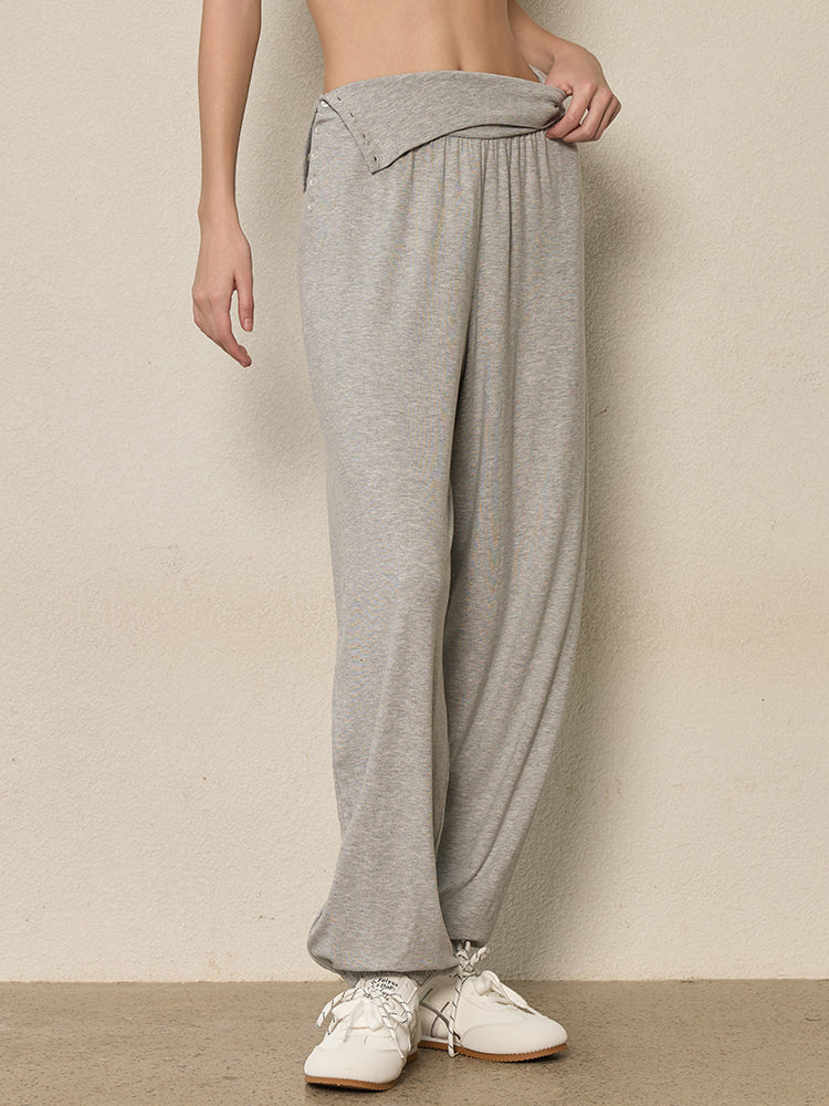 ハイウエスト ボタン付き ヨガ ハーレムパンツ