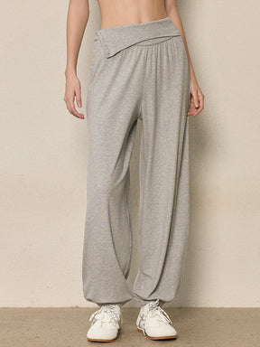 ハイウエスト ボタン付き ヨガ ハーレムパンツ