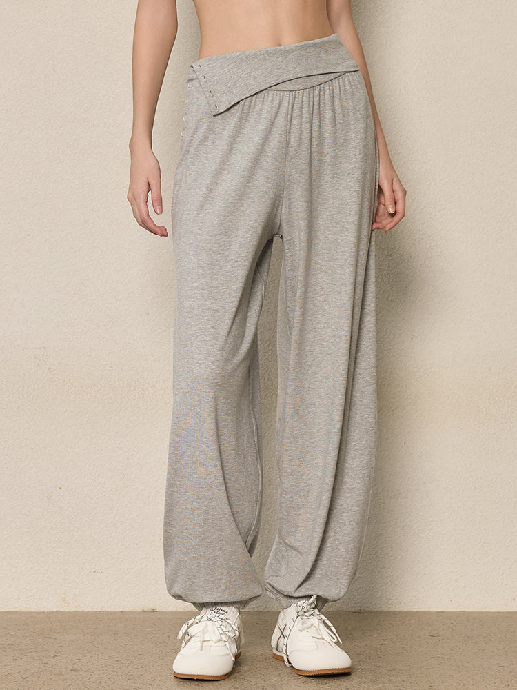 ハイウエスト ボタン付き ヨガ ハーレムパンツ