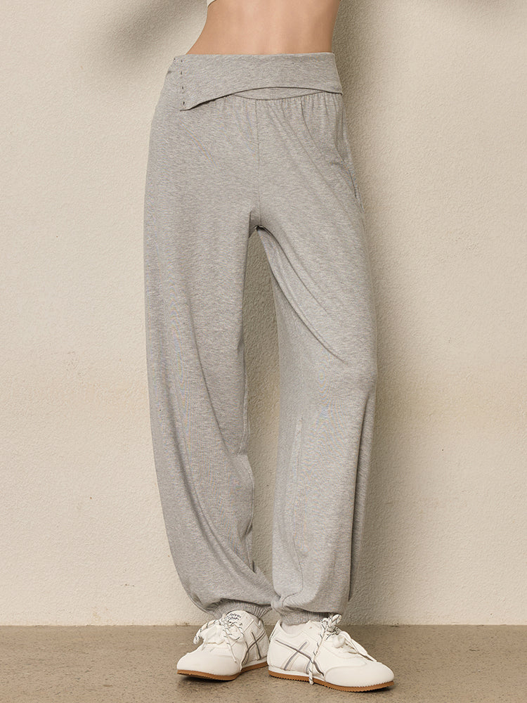 ハイウエスト ボタン付き ヨガ ハーレムパンツ