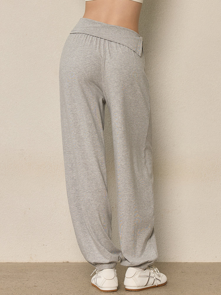 ハイウエスト ボタン付き ヨガ ハーレムパンツ