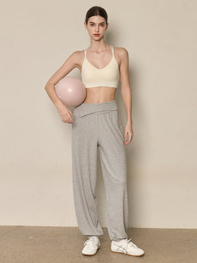 ハイウエスト ボタン付き ヨガ ハーレムパンツ