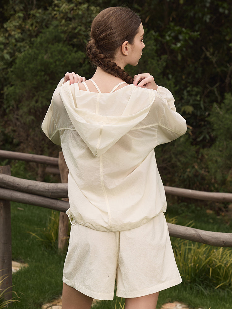 夏用 UVカット 軽量 ルーズフィット パーカー