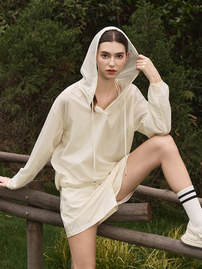 夏用 UVカット 軽量 ルーズフィット パーカー