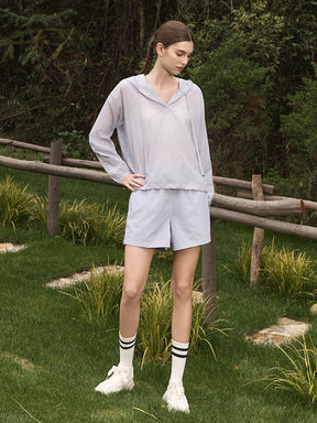 夏用 UVカット 軽量 ルーズフィット パーカー