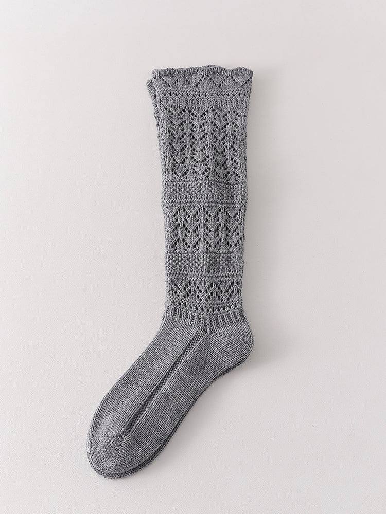 秋冬 ニット 透かし編みソックス