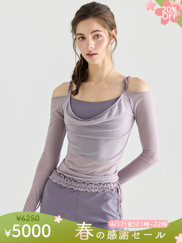 ドレープネック オフショルダー長袖