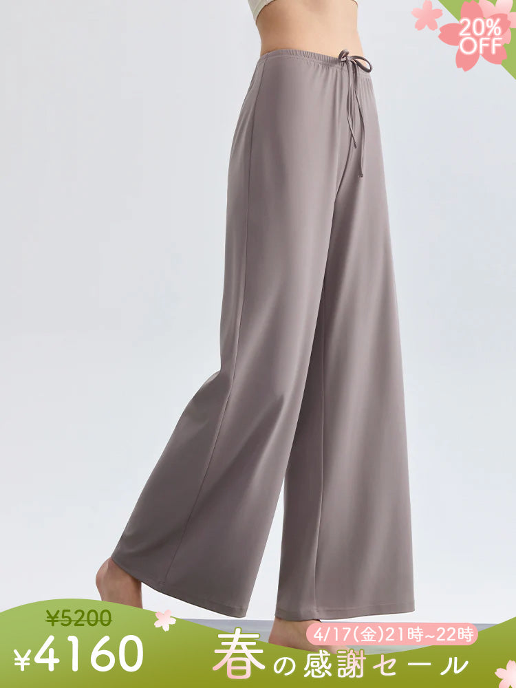 ソフトタッチ カジュアル 体型カバー スポーツウェア ワイドパンツ