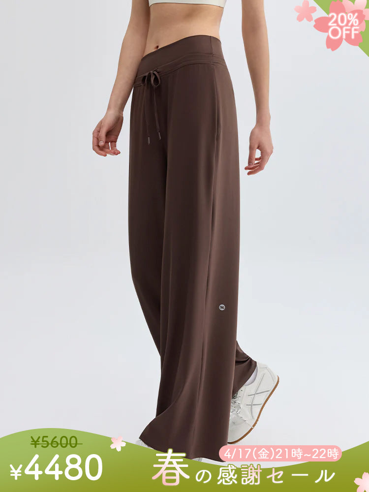 ハイウェスト ストレート ワイドパンツ ヨガパンツ