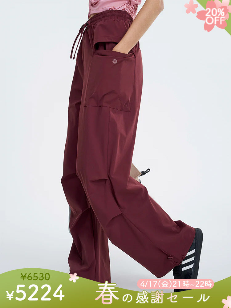 カジュアル ウエストゴム ワイドカーゴパンツ