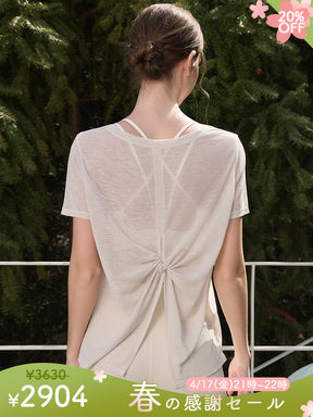 2WAY 速乾 通気性 ヨガTシャツ 半袖