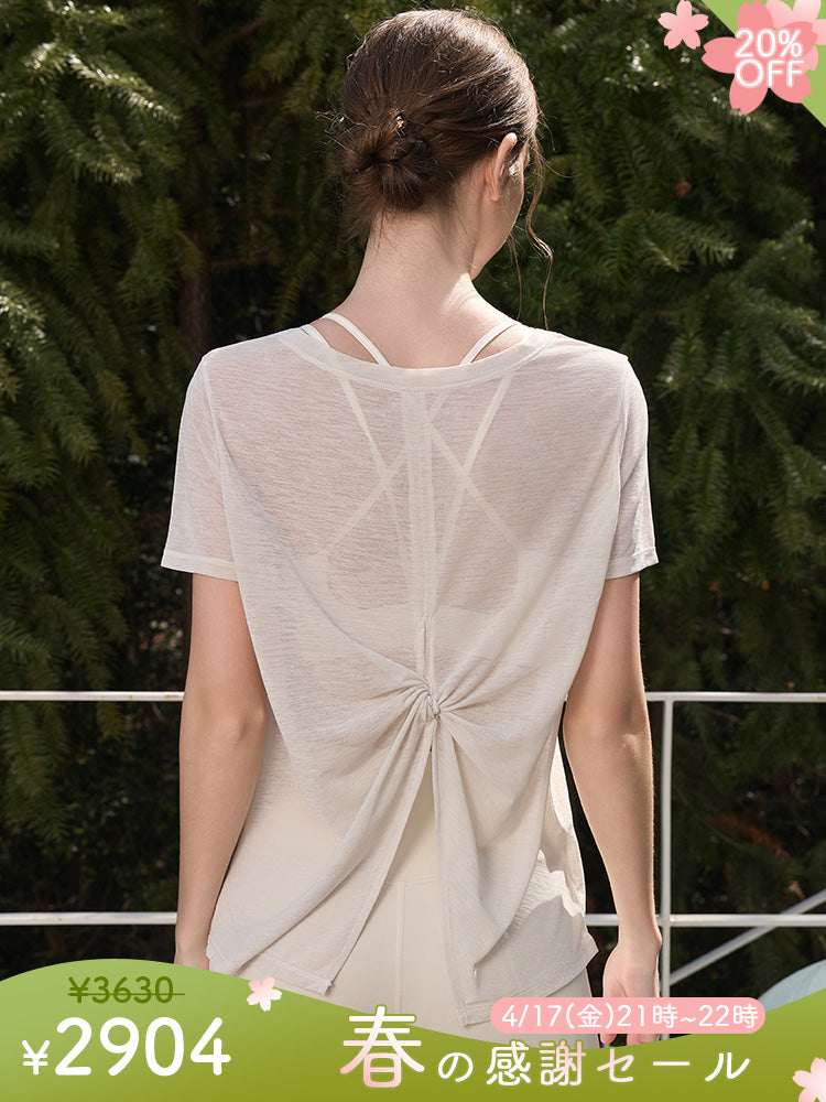 2WAY 速乾 通気性 ヨガTシャツ 半袖