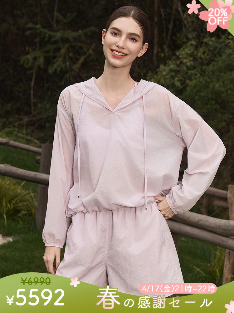 夏用 UVカット 軽量 ルーズフィット パーカー