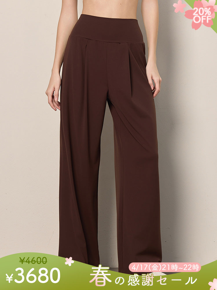 夏用 薄手 ハイウエスト ストレート ワイドパンツ