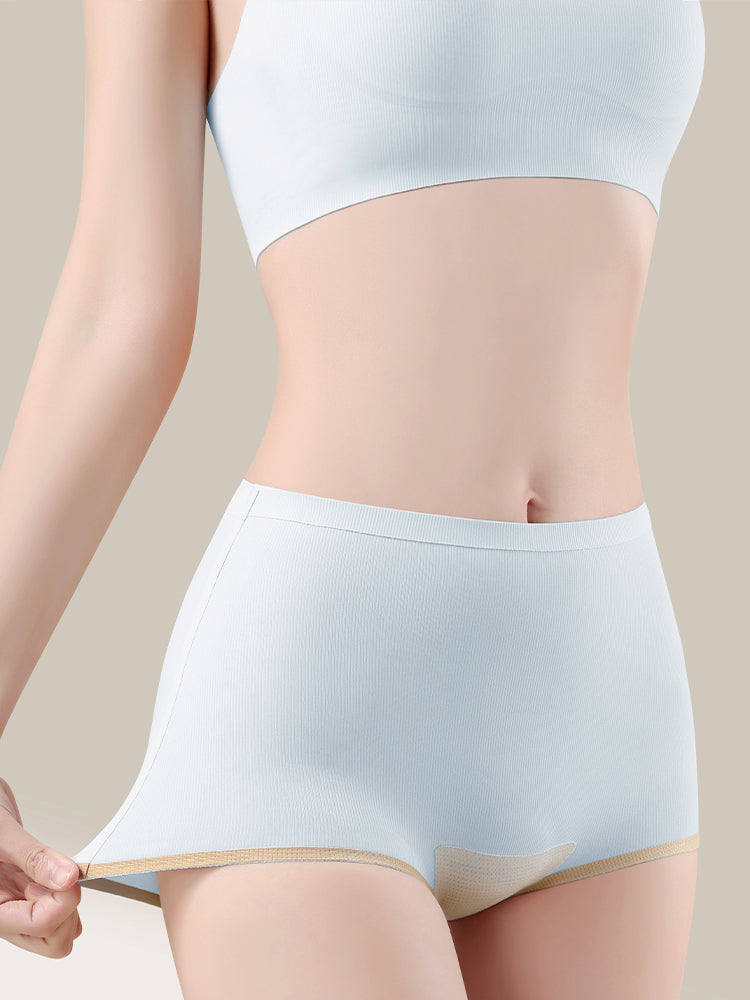 接触冷感 シームレス ミドルライズ ボクサーショーツ