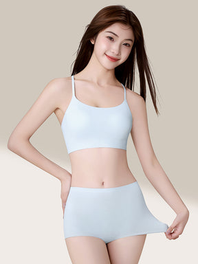 接触冷感 シームレス ミドルライズ ボクサーショーツ