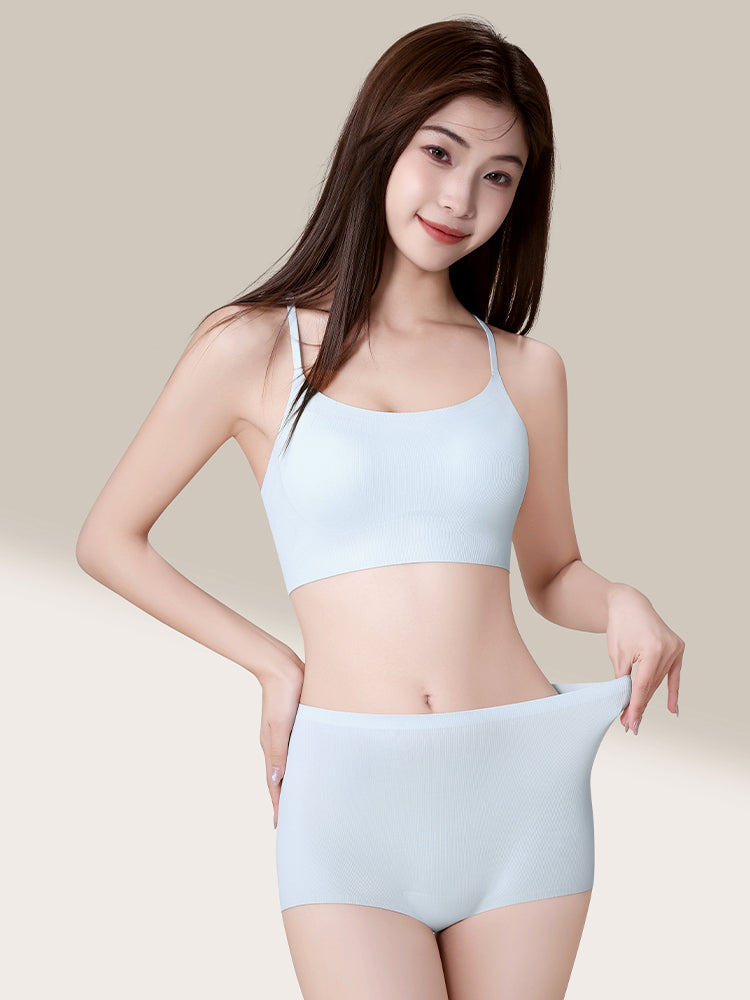 接触冷感 シームレス ミドルライズ ボクサーショーツ