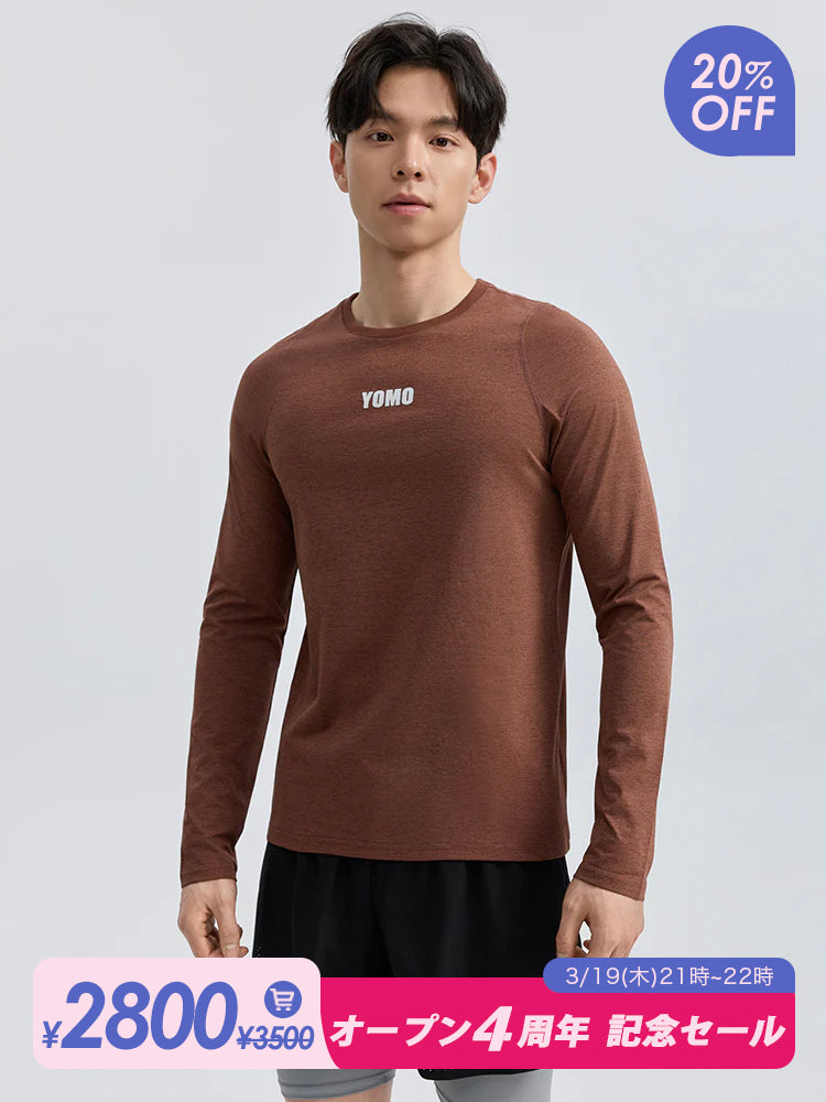 メンズ 速乾 クルーネック ラグランスリーブ長袖