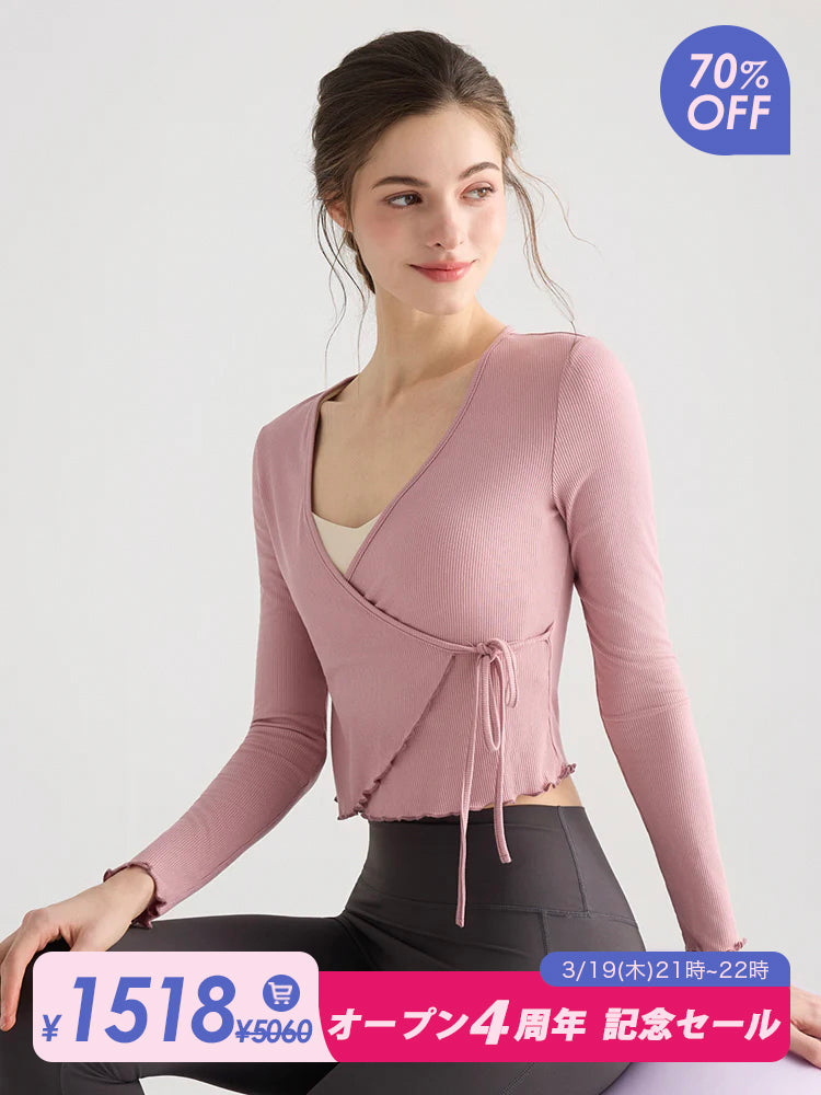 フリルカフス 速乾 羽織り ヨガトップ