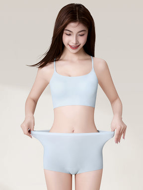 接触冷感 シームレス ミドルライズ ボクサーショーツ