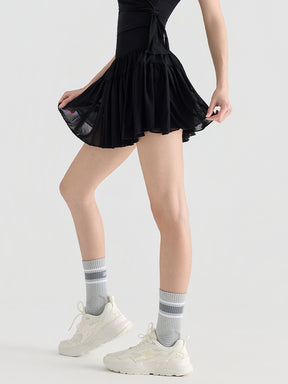 ハイウエスト プリーツ テニススカート インナー付き ポケット付き