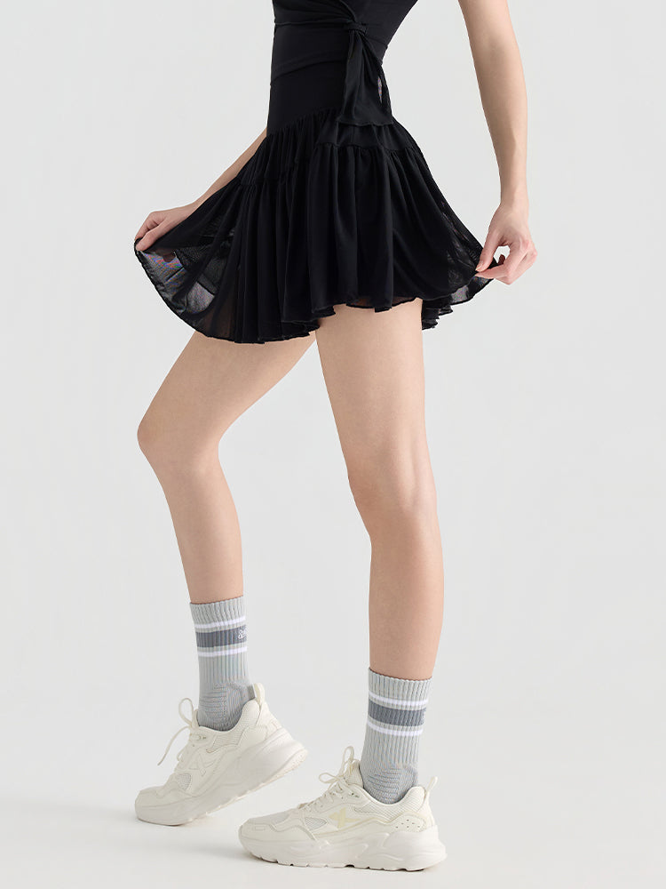 ハイウエスト プリーツ テニススカート インナー付き ポケット付き
