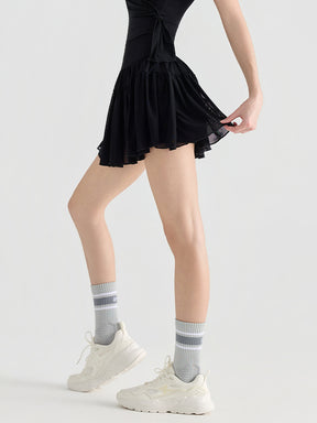 ハイウエスト プリーツ テニススカート インナー付き ポケット付き