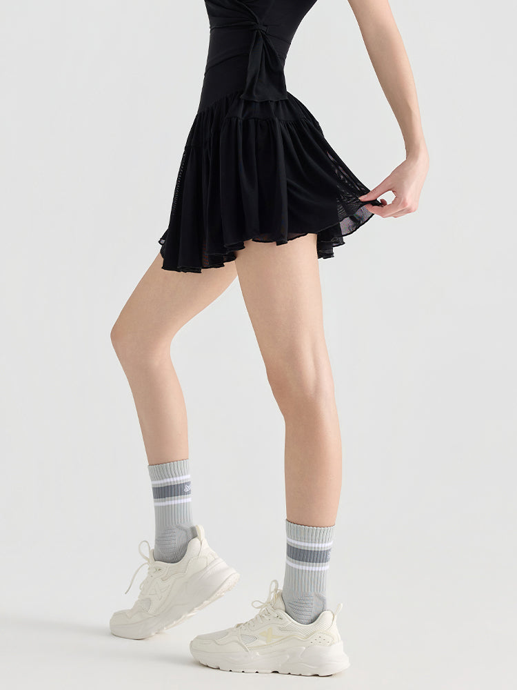 ハイウエスト プリーツ テニススカート インナー付き ポケット付き