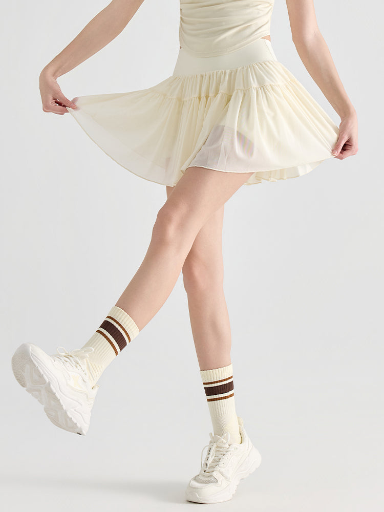 ハイウエスト プリーツ テニススカート インナー付き ポケット付き