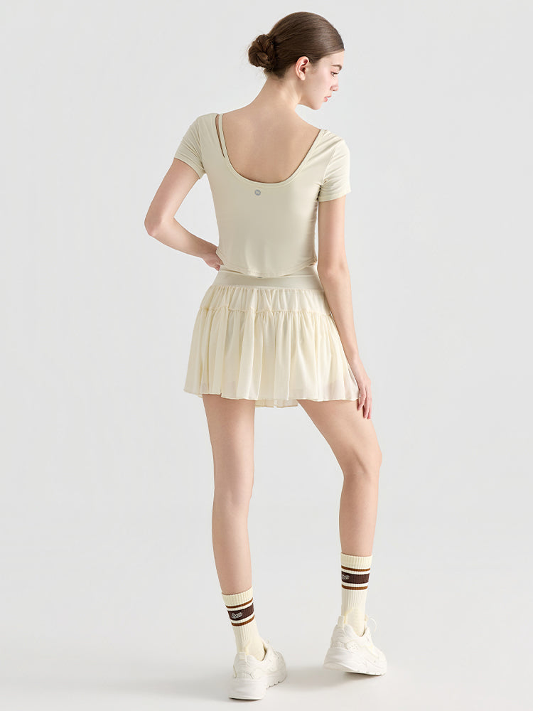 ハイウエスト プリーツ テニススカート インナー付き ポケット付き