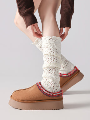 秋冬 ニット 透かし編みソックス