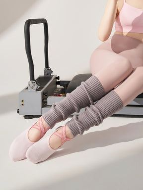 厚手 ハイソックス 滑り止める付き ピラティス靴下 レッグウォーマー付きソックス
