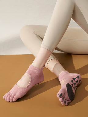 本革 滑り止める付き 甲あき 5本指ソックス