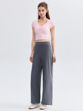 ハイウェスト ストレート ワイドパンツ ヨガパンツ