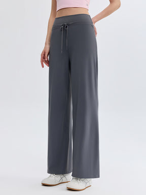 ハイウェスト ストレート ワイドパンツ ヨガパンツ