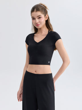 ソフトリブ スリムフィット パッド付き ヨガウェア 半袖