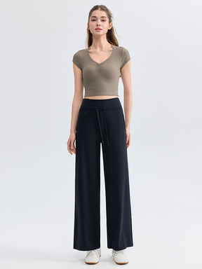 ソフトリブ スリムフィット パッド付き ヨガウェア 半袖