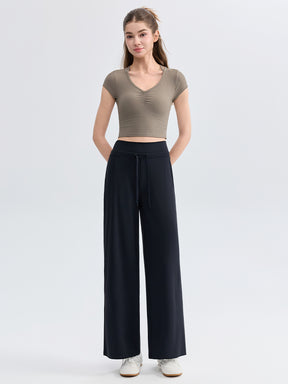 ハイウェスト ストレート ワイドパンツ ヨガパンツ