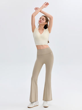 ソフトリブ スリムフィット パッド付き ヨガウェア 半袖