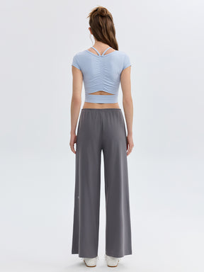 ソフトリブ スリムフィット パッド付き ヨガウェア 半袖