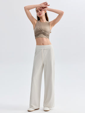 ハイウェスト ストレート ワイドパンツ ヨガパンツ