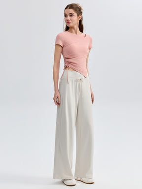 ハイウェスト ストレート ワイドパンツ ヨガパンツ