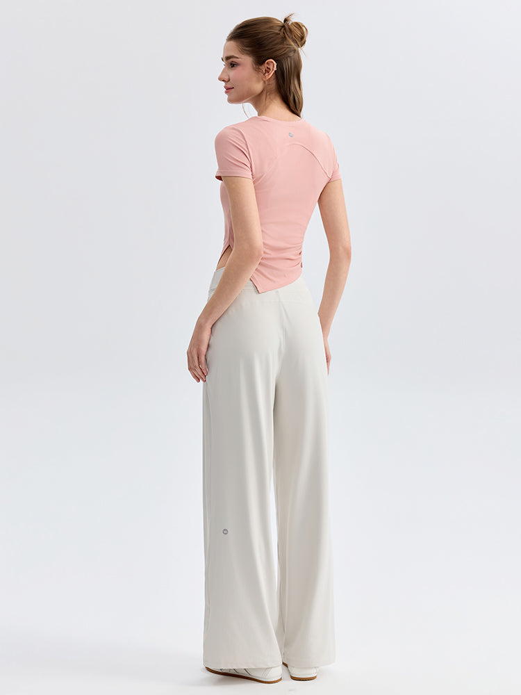 ハイウェスト ストレート ワイドパンツ ヨガパンツ