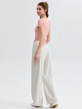 ハイウェスト ストレート ワイドパンツ ヨガパンツ